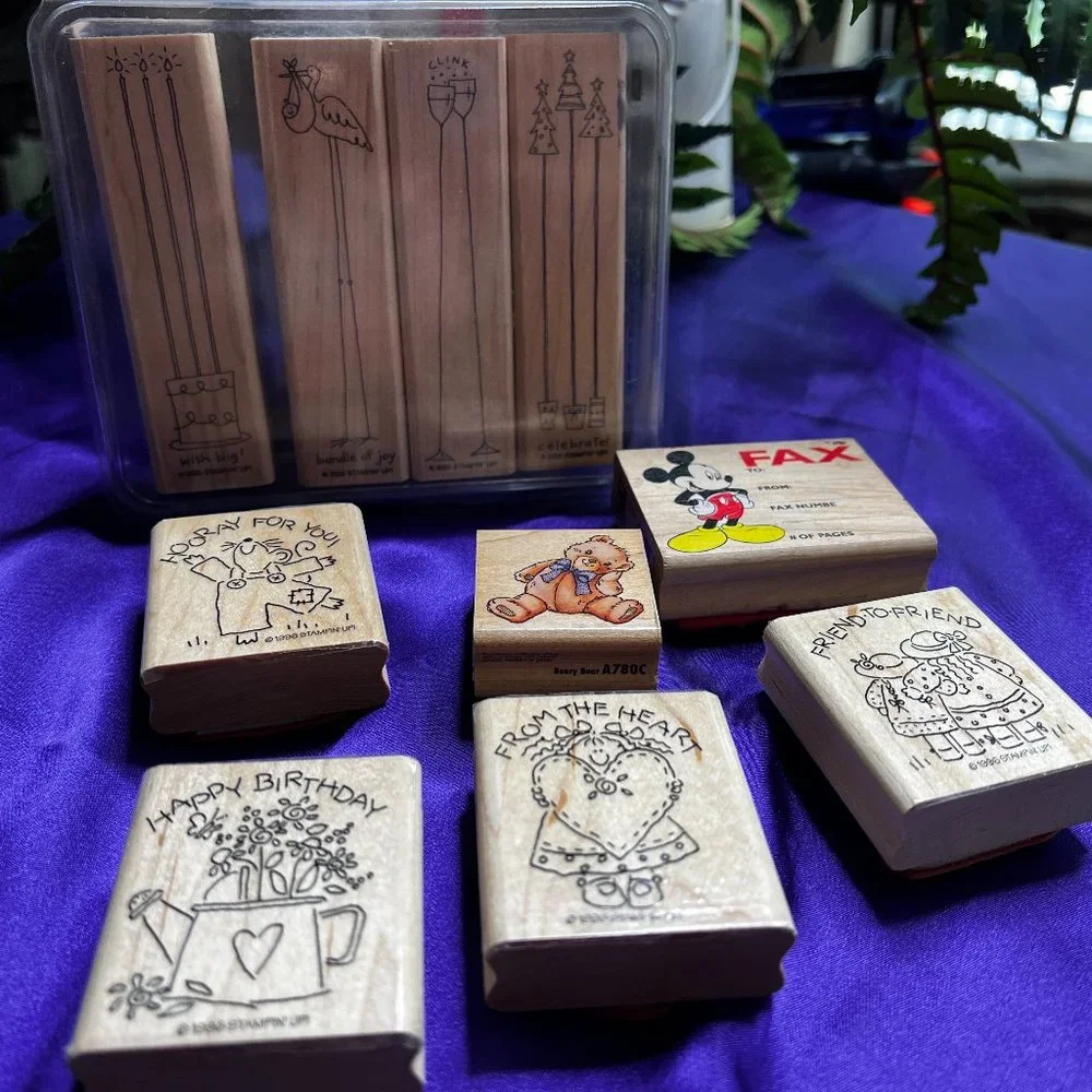 📌10 pcs Wooden Rubber Stamps Stamps Set for DIY Craft Card Scrapbooking Supplie